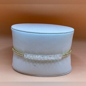 GOLD (14K) GOLD FILLED BEADED BRACELET; Austrian crystal beads;April Birthstone.